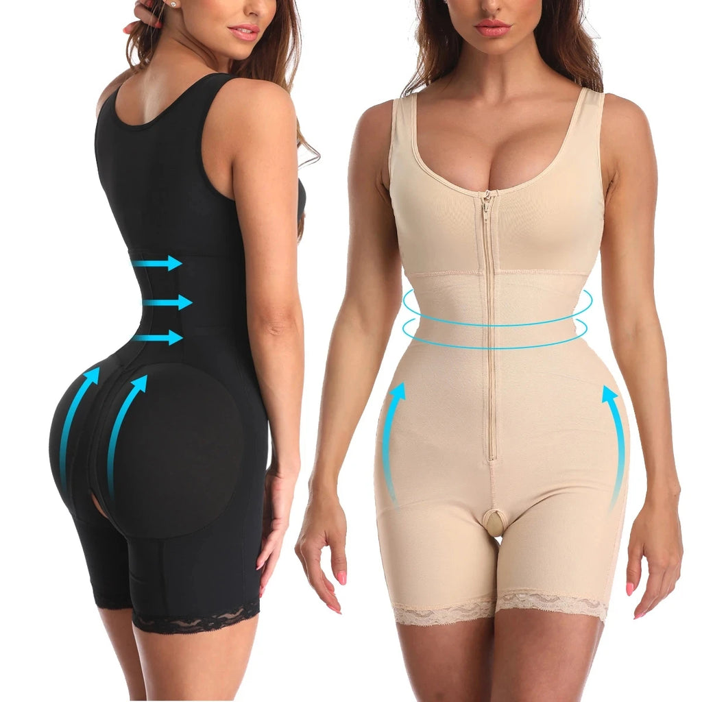 Zip & Lace Body Sculpting Shaper – Waist Cincher, Butt Lifter &amp; Full-Body Control | S–6XL