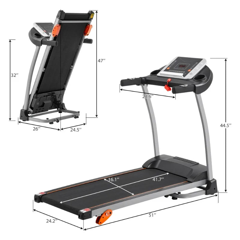 Easy-Fold Treadmill – 2.5HP Motor, 3-Level Incline, Pulse Monitor & Tablet Holder