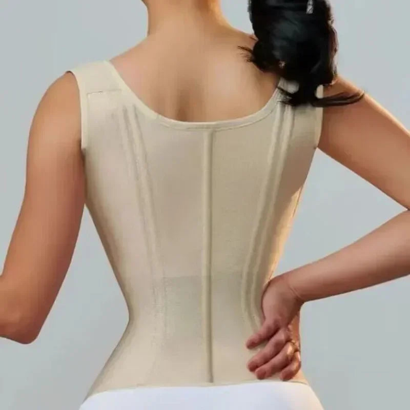 GlowGrip™ Waist Trainer Top – Snatched Support with Zipper & Hooks