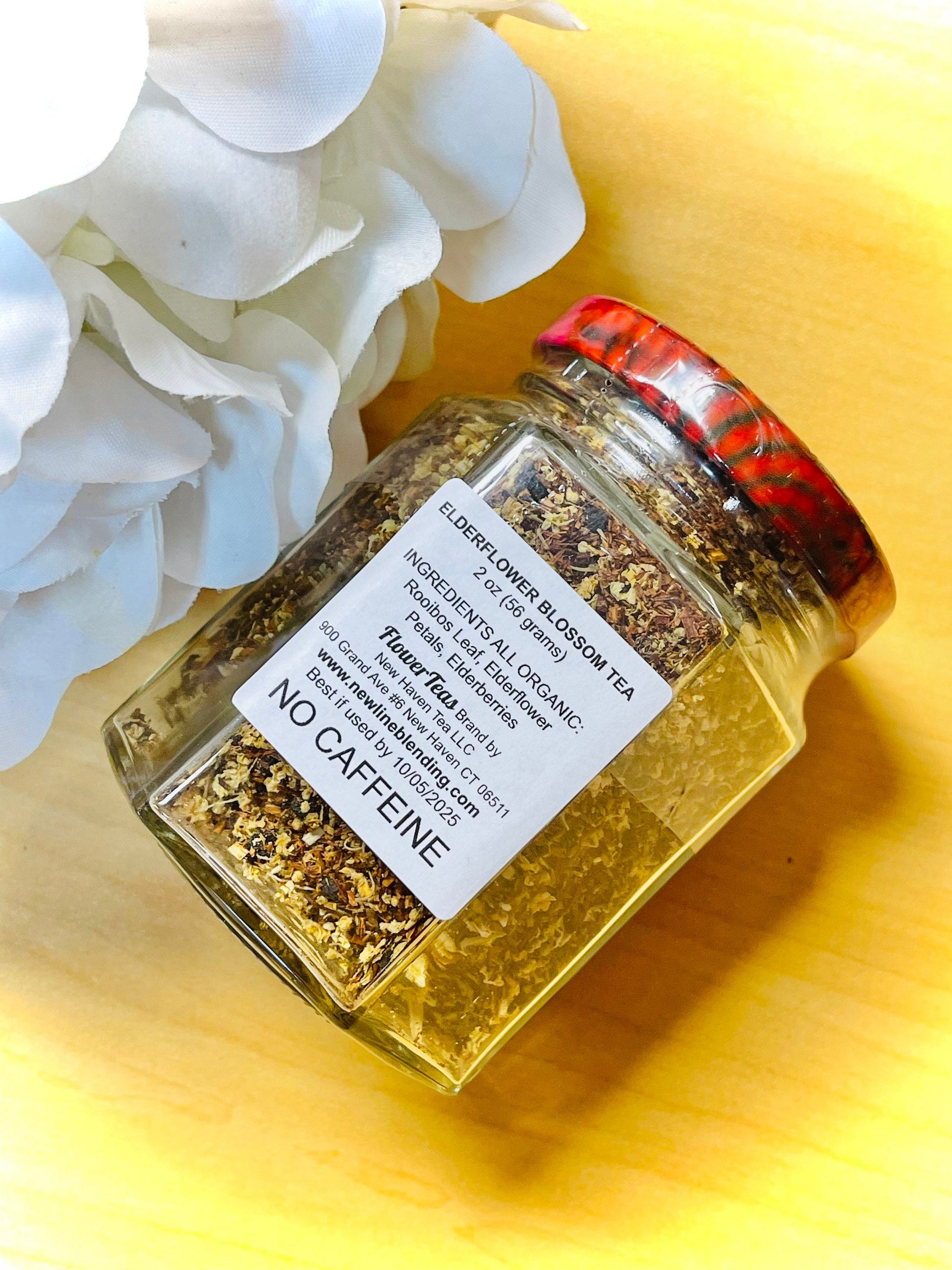 Elderflower Blossom Tea No Caffeine Loose Leaf in Jar