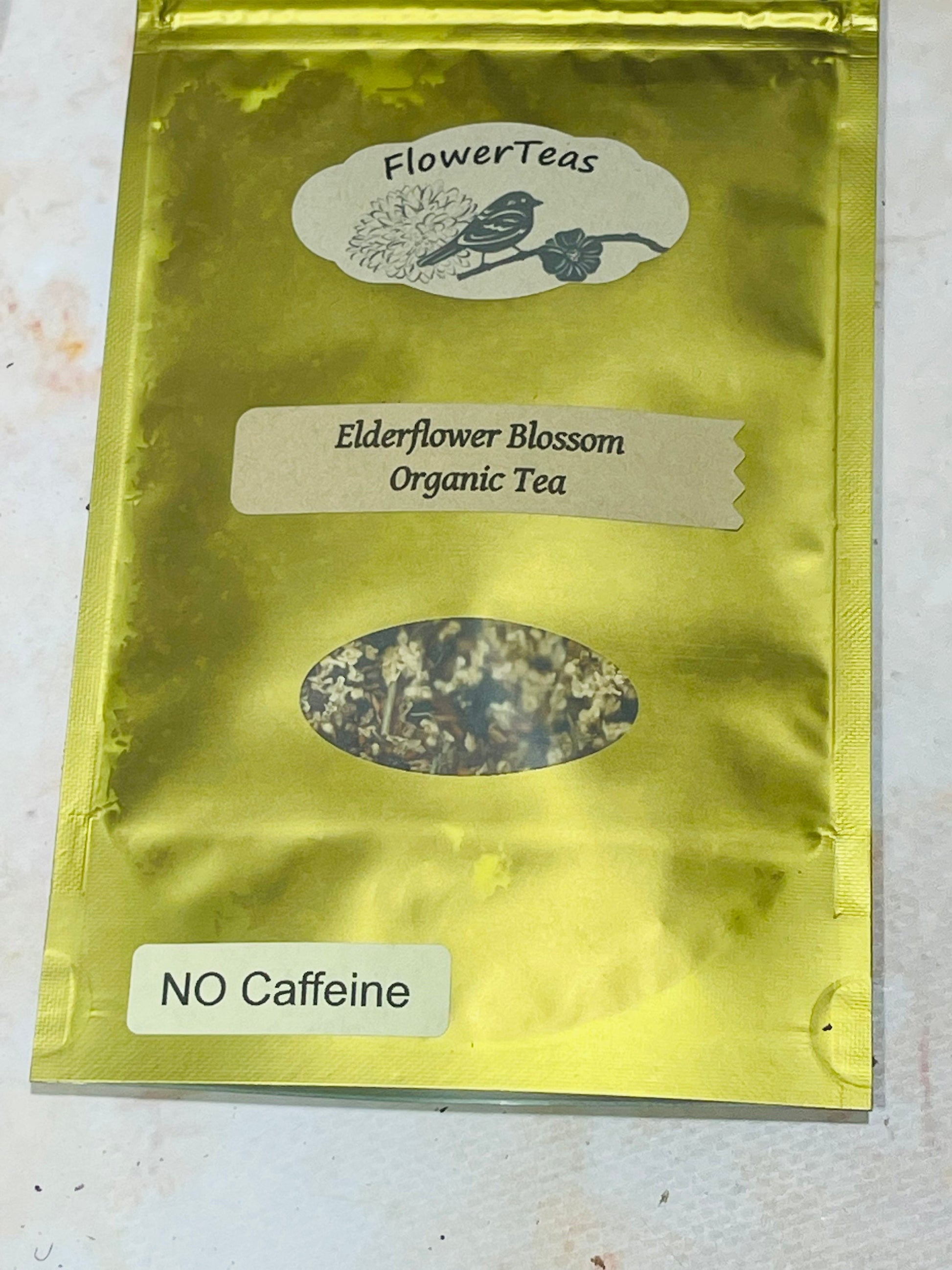 Elderflower Blossom Tea No Caffeine Loose Leaf in Jar