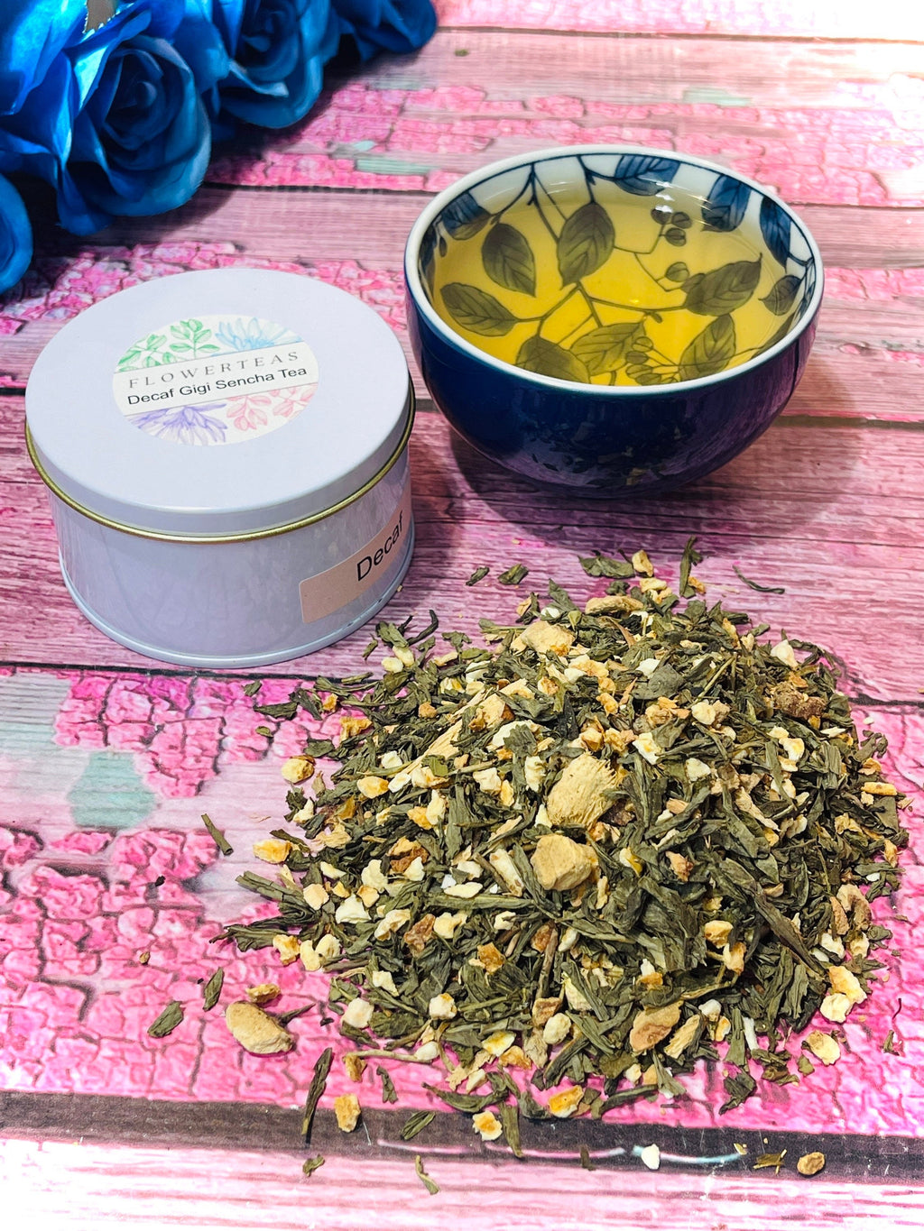 Decaf Gigi Ginger Japanese Sencha and Ginger Tea -calming, immune support, weight management